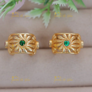 Exquisite Floral Gold Bugadi Earrings for Weddings