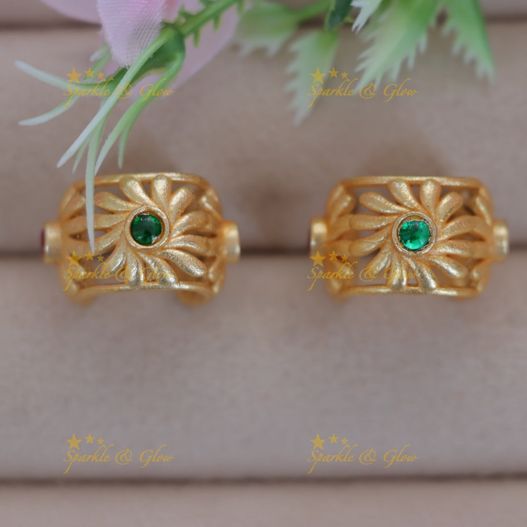 Exquisite Floral Gold Bugadi Earrings for Weddings