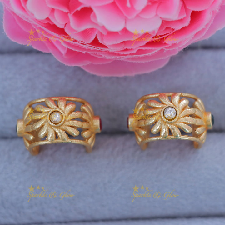 Exquisite Floral Gold Bugadi Earrings for Weddings