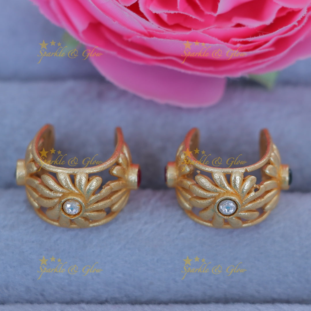 Exquisite Floral Gold Bugadi Earrings for Weddings