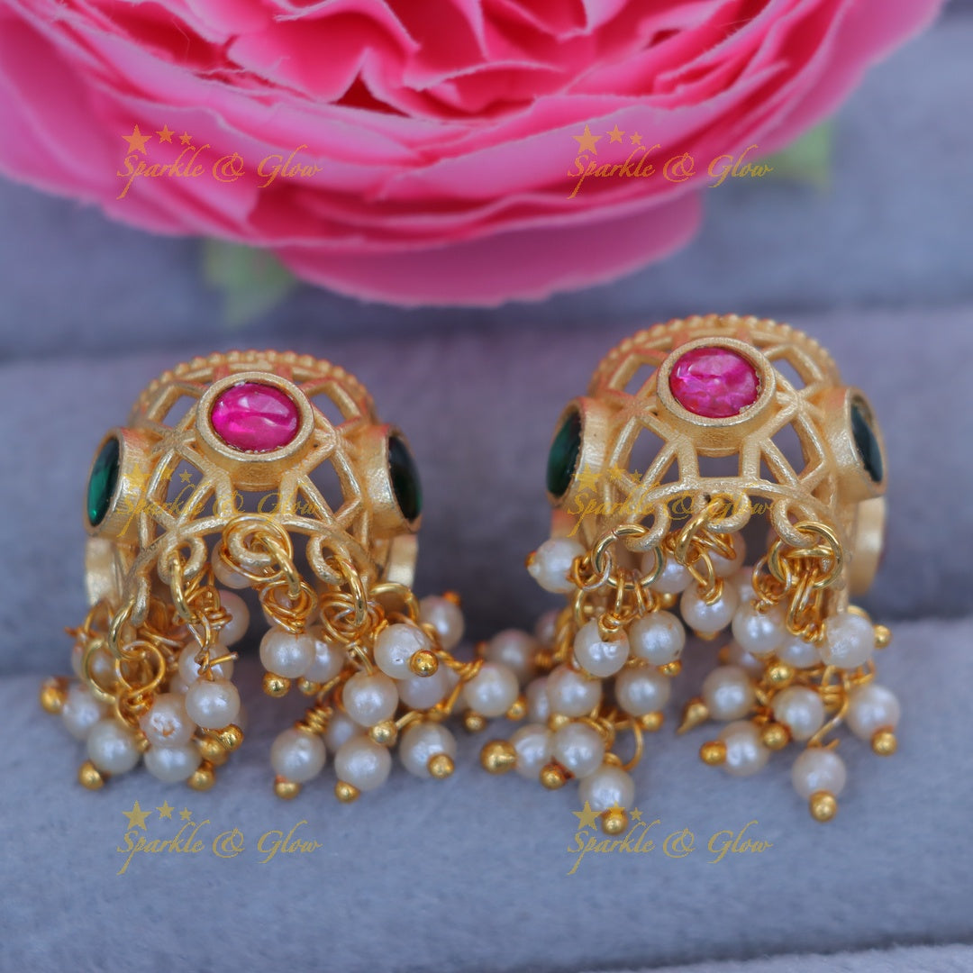 Luxurious Gold Pearl Bridal Earrings for Festive Celebrations