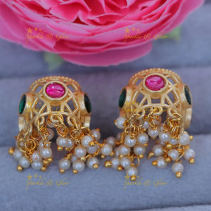 Luxurious Gold Pearl Bridal Earrings for Festive Celebrations