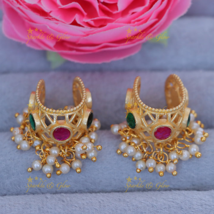 Luxurious Gold Pearl Bridal Earrings for Festive Celebrations