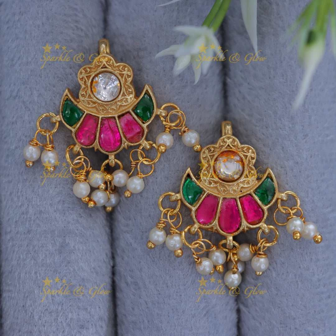 Exquisite Floral Pearl Bugadi Earrings - Festive Glam