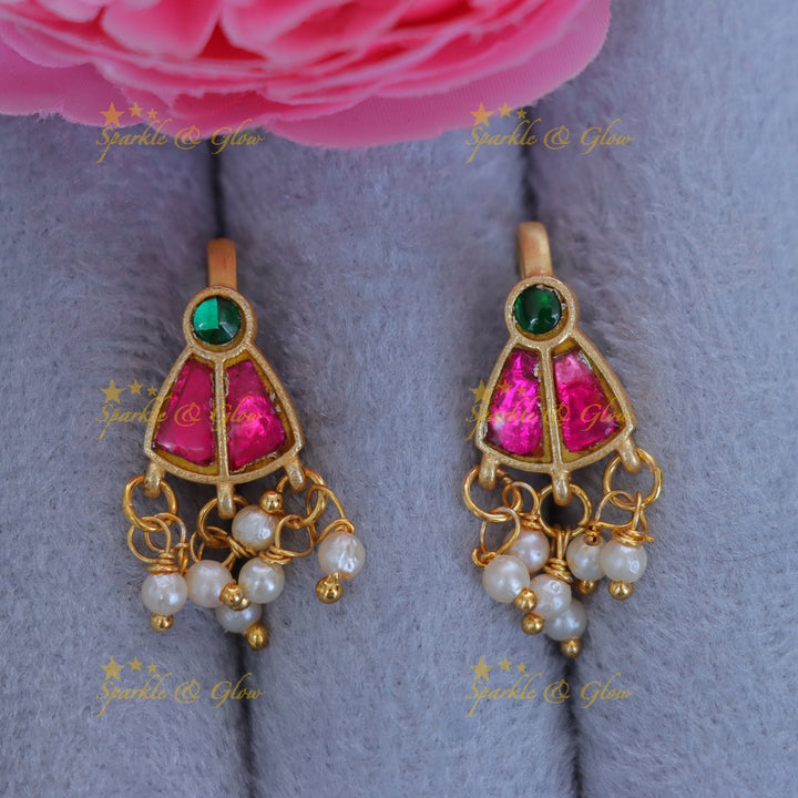 Exquisite Gold Stone Pearl Earrings for Weddings