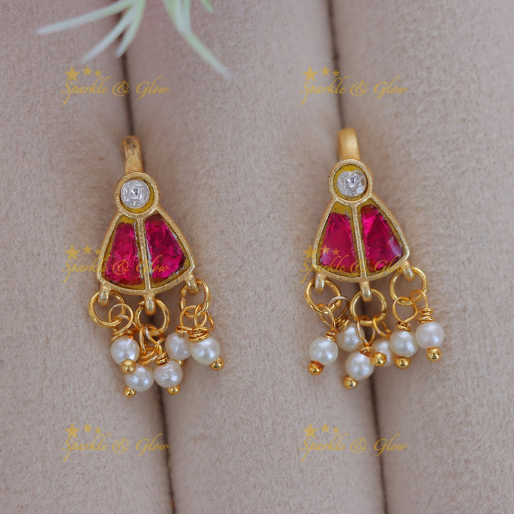 Exquisite Gold Stone Pearl Earrings for Weddings