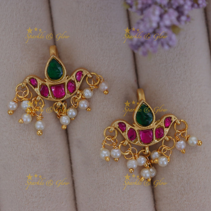 Elegant Half Moon Pearl Earrings for Festive Glamour