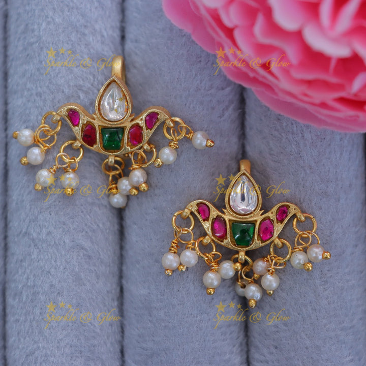 Elegant Half Moon Pearl Earrings for Festive Glamour