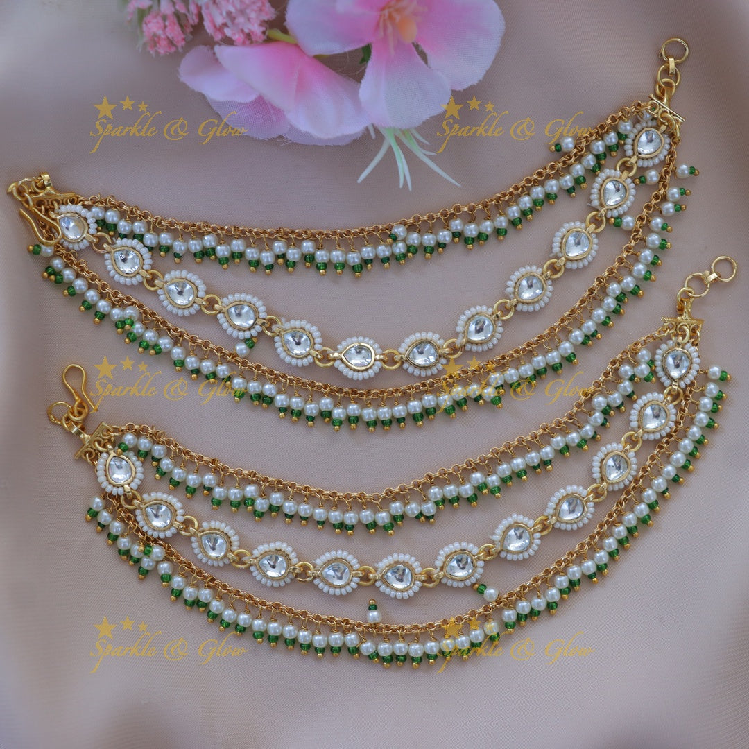 Gold Pearl Earchain with Festive Elegance