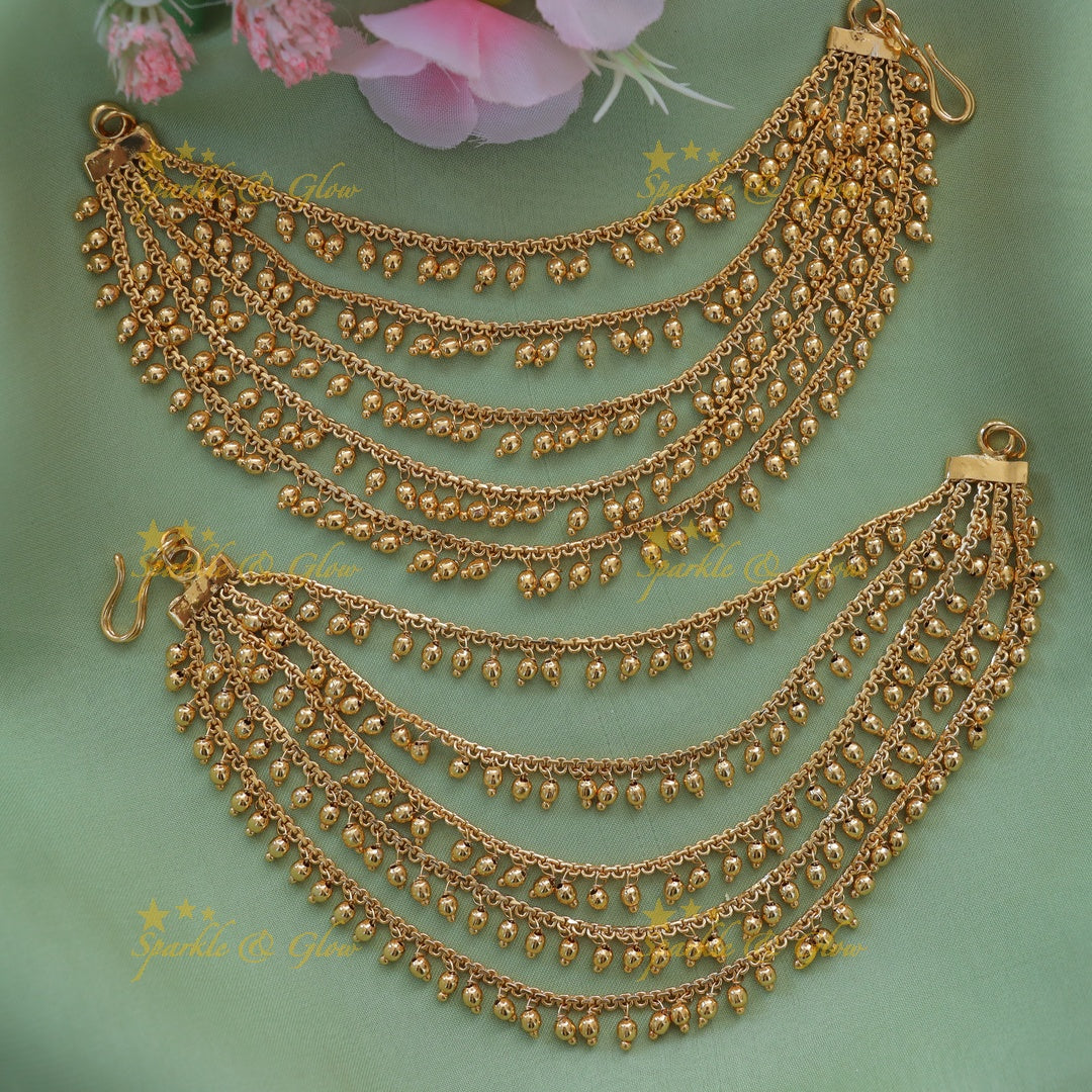 Luxurious Gold Designer Ear Chains for Weddings