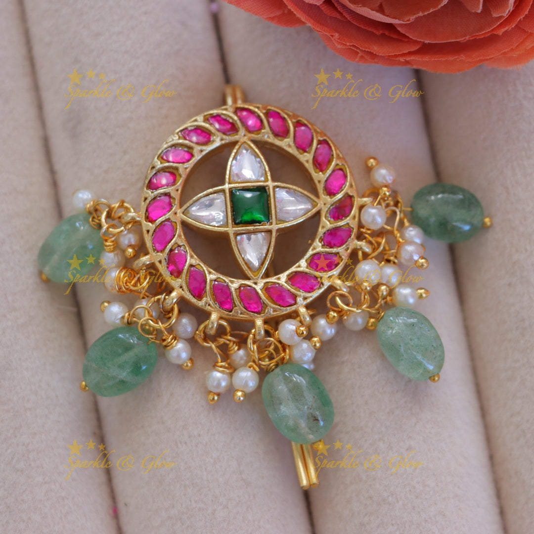 Exquisite Green Beads Jadabilla Hairpin for Celebrations