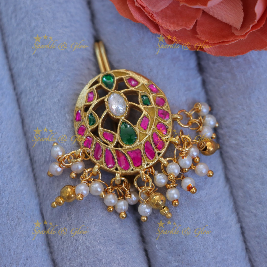 Exquisite Kundan Jadabilla Hairpin with Pearls
