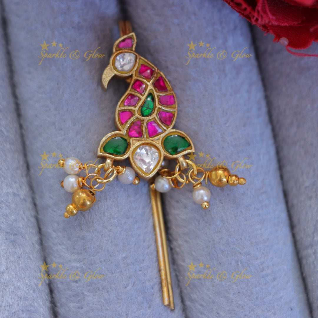 Exquisite Bird Carved Stone Hairpin for Festive Elegance