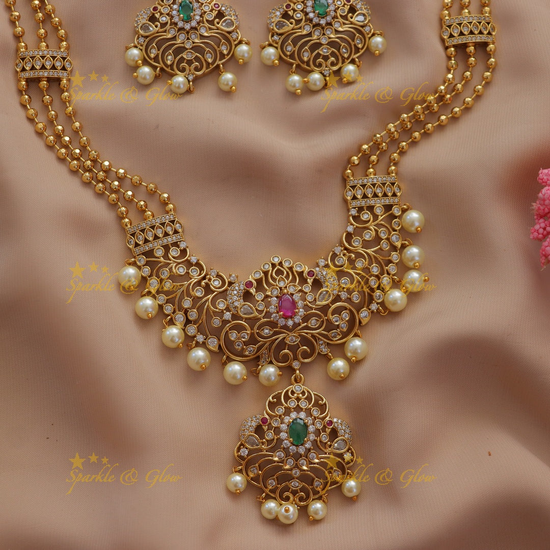 Exquisite Gold Pearl Necklace Set for Weddings
