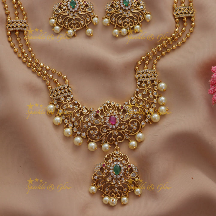 Exquisite Gold Pearl Necklace Set for Weddings
