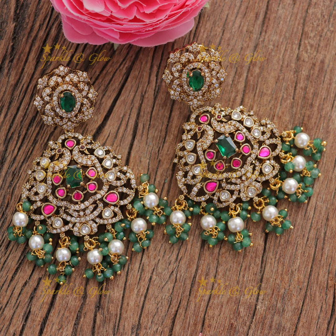 Elegant Green Peacock Necklace Set for Celebrations