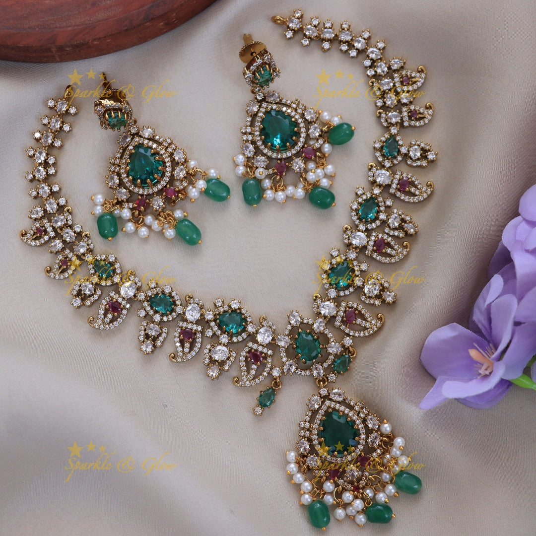 Radiant Stone Mango Necklace for Weddings & Festivities