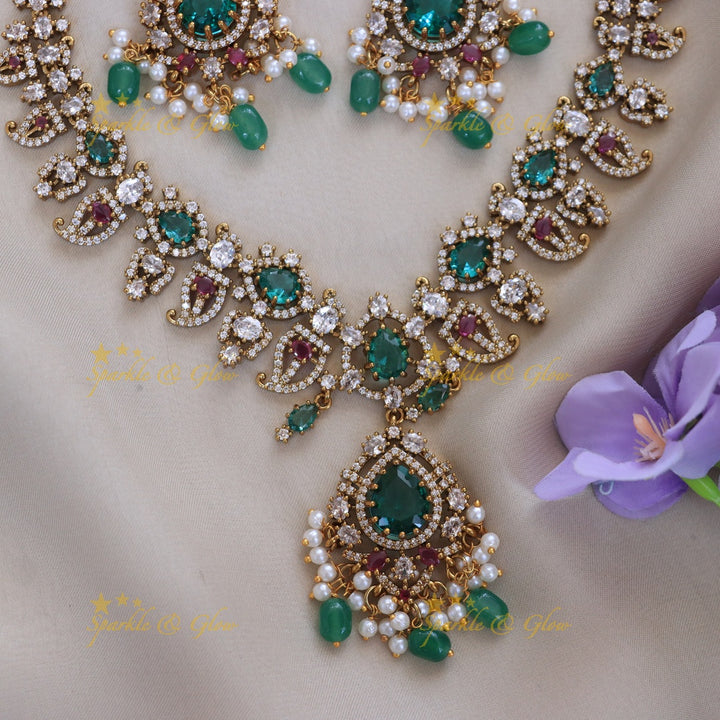Radiant Stone Mango Necklace for Weddings & Festivities