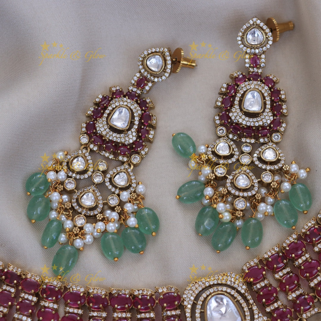 Exquisite Green Beads Necklace Set – Perfect for Weddings