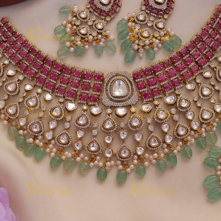 Exquisite Green Beads Necklace Set – Perfect for Weddings