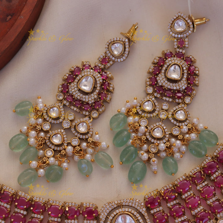 Exquisite Green Beads Necklace Set – Perfect for Weddings