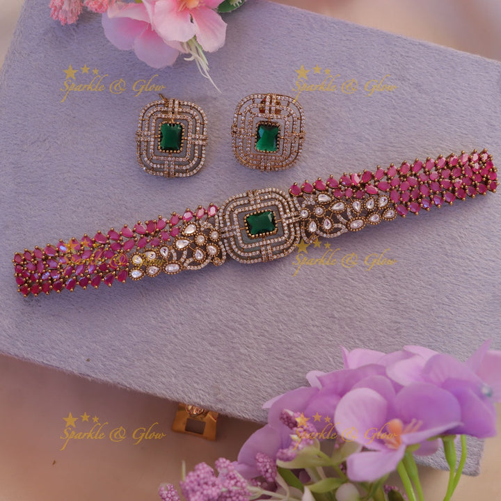 Exquisite Stone Drop Choker - Opulent Charm | Sparkle & Glow
