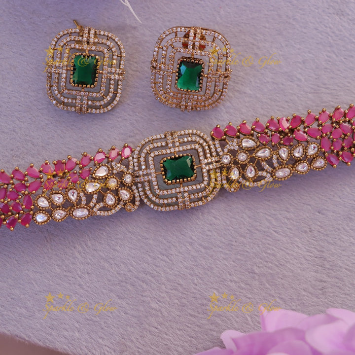 Exquisite Stone Drop Choker - Opulent Charm | Sparkle & Glow