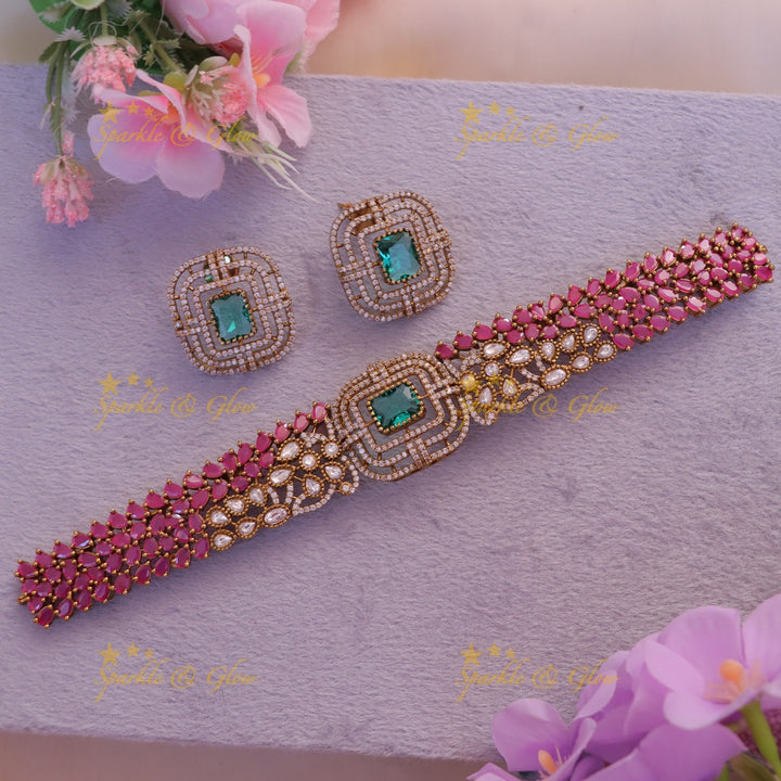 Exquisite Stone Drop Choker - Opulent Charm | Sparkle & Glow