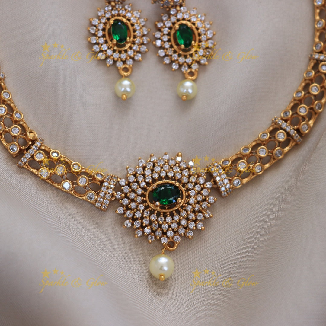 Exquisite Pearl Stone Necklace Set for Weddings