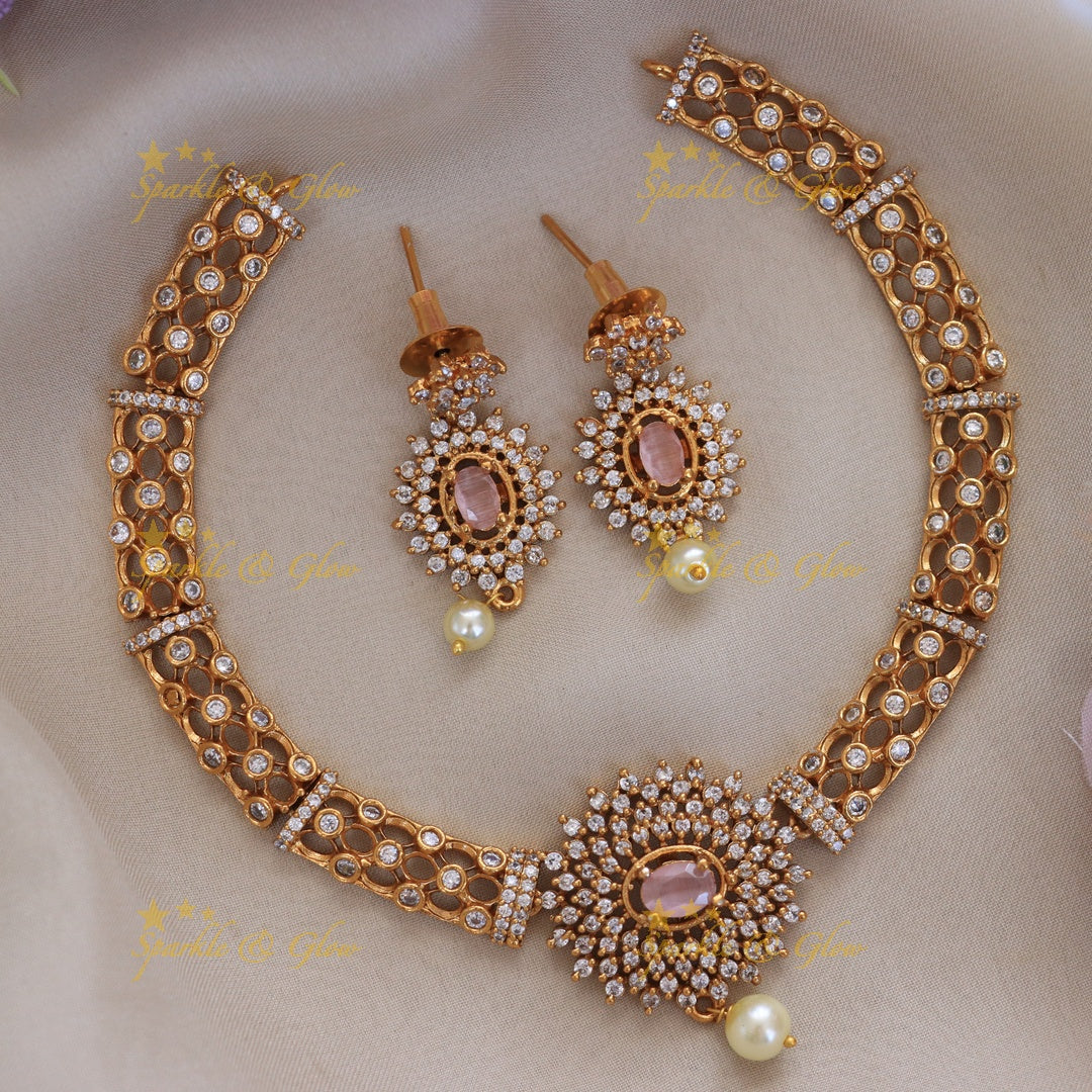 Exquisite Pearl Stone Necklace Set for Weddings
