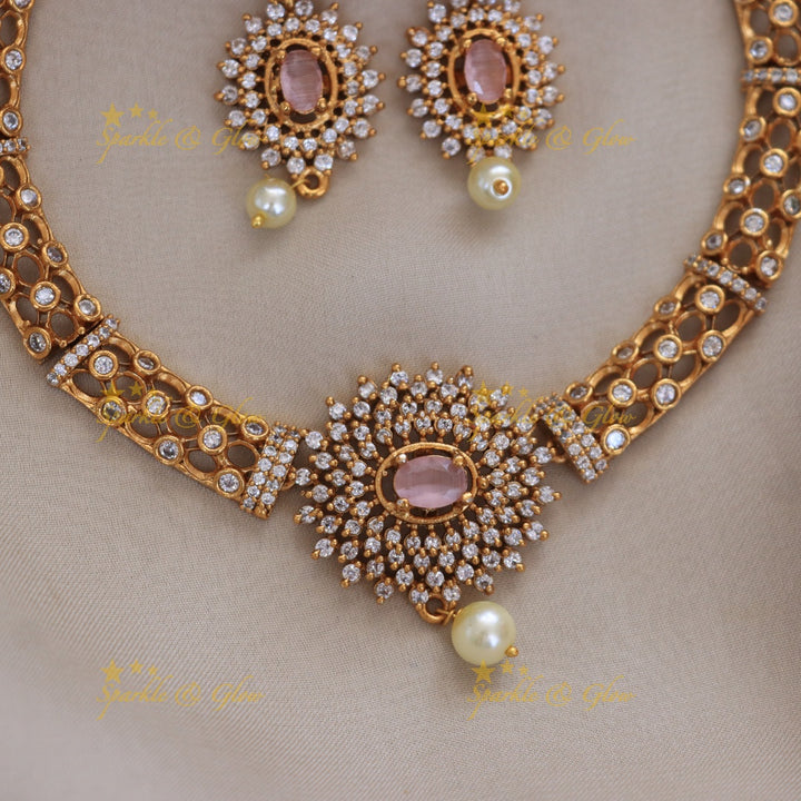 Exquisite Pearl Stone Necklace Set for Weddings