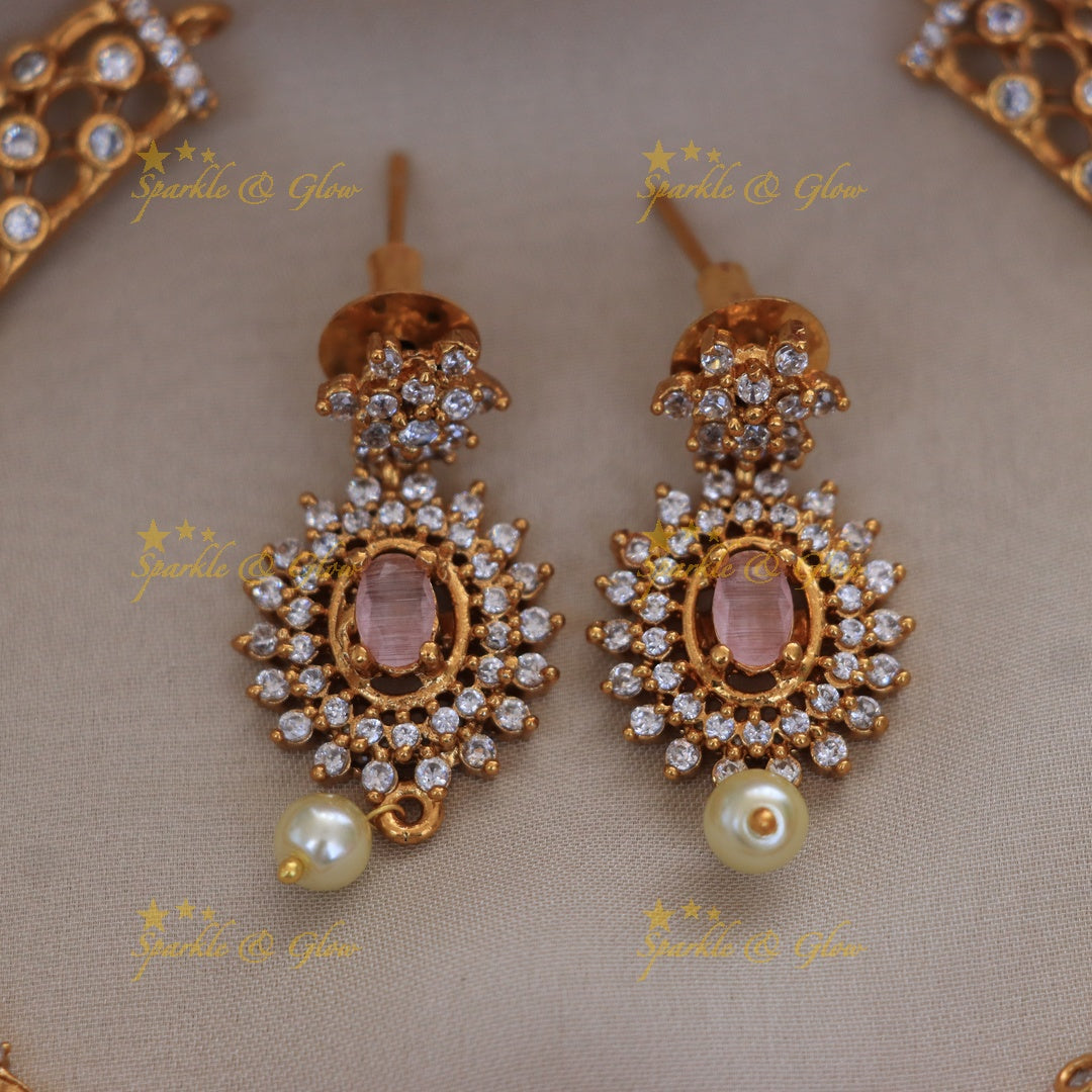 Exquisite Pearl Stone Necklace Set for Weddings