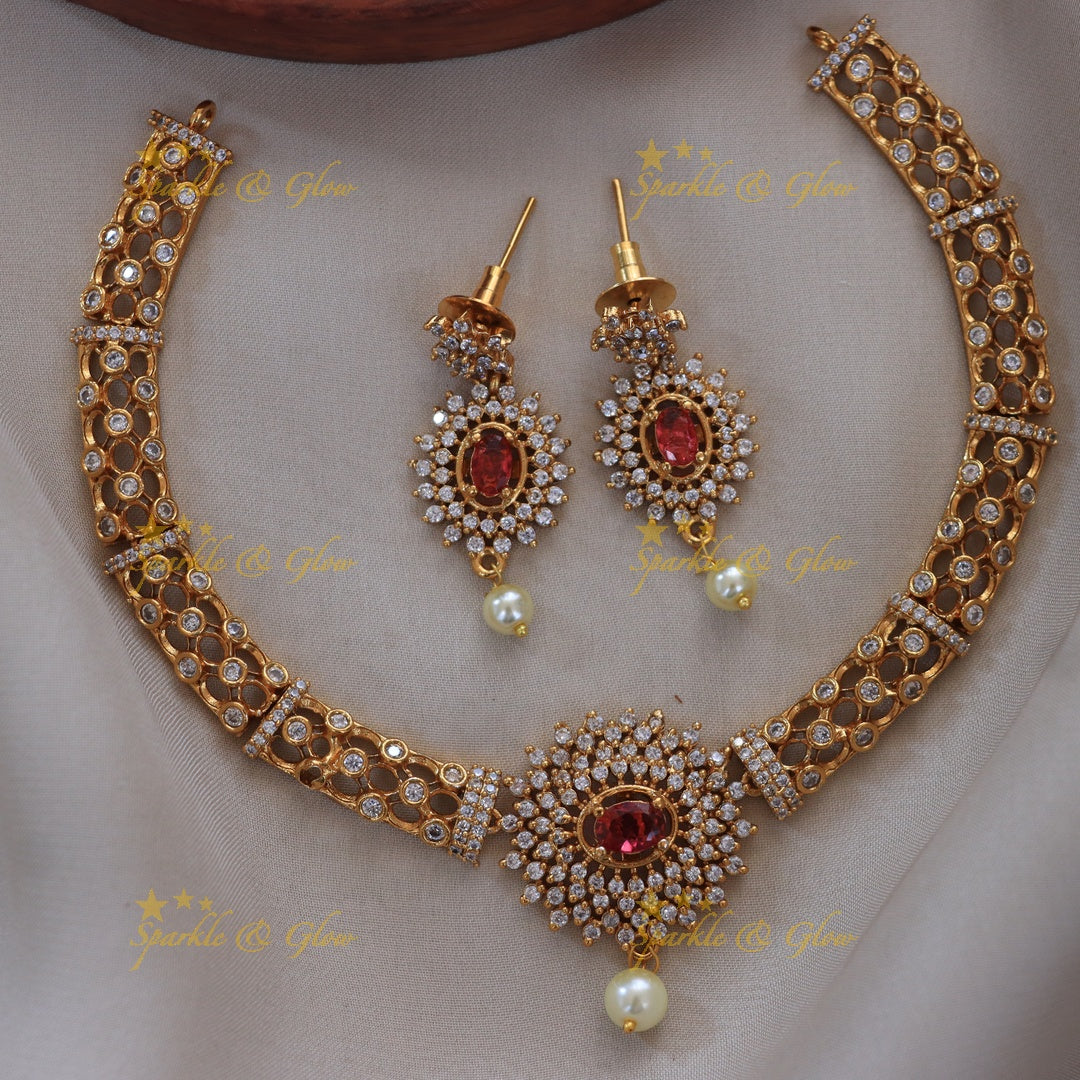 Exquisite Pearl Stone Necklace Set for Weddings