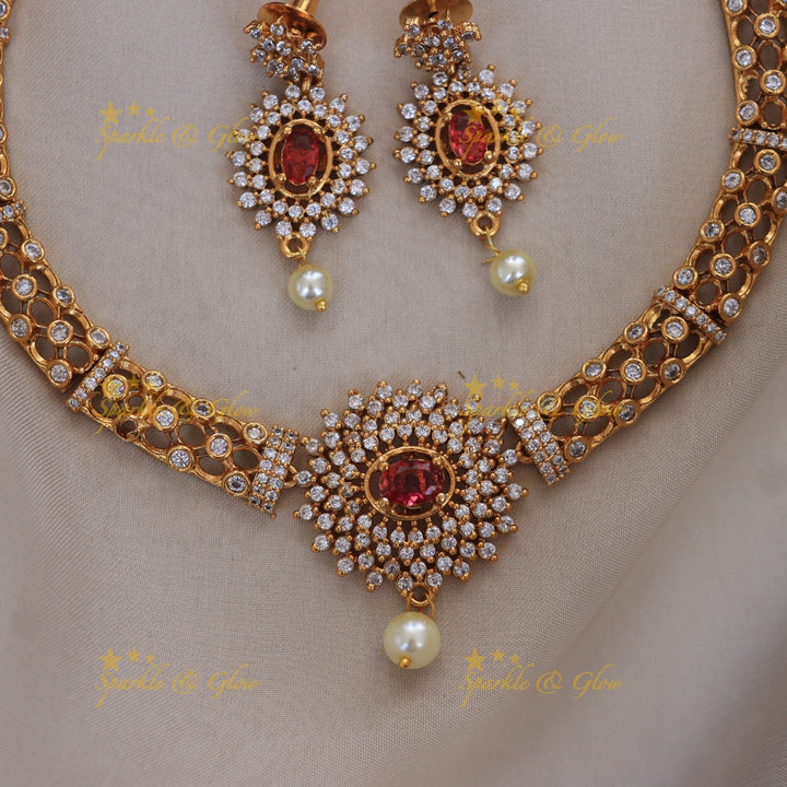 Exquisite Pearl Stone Necklace Set for Weddings