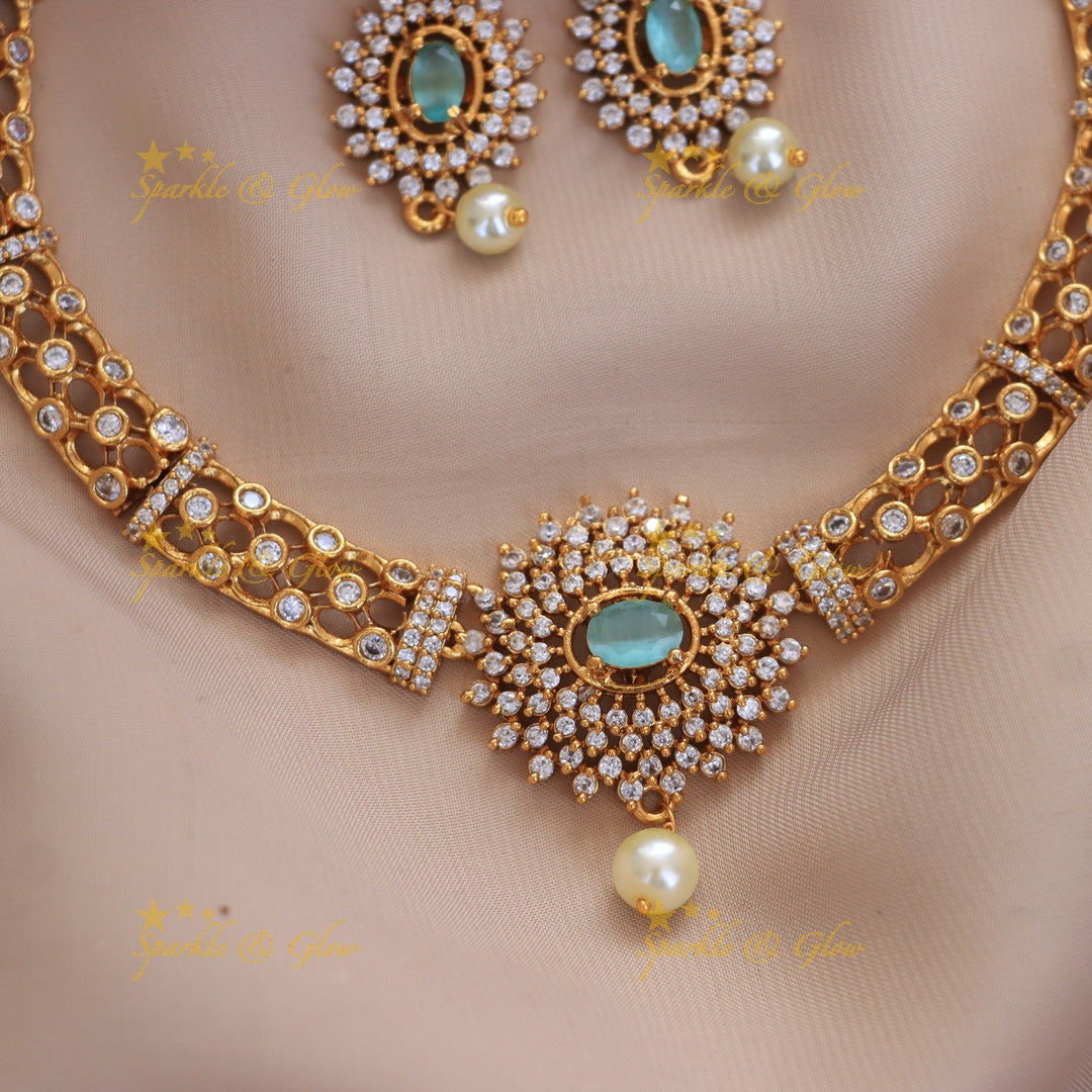 Exquisite Pearl Stone Necklace Set for Weddings