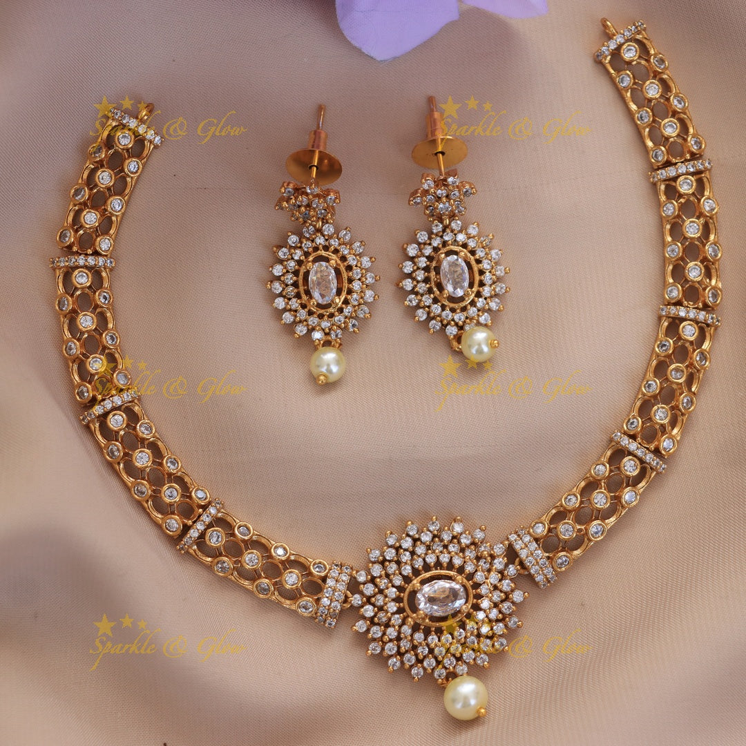 Exquisite Pearl Stone Necklace Set for Weddings