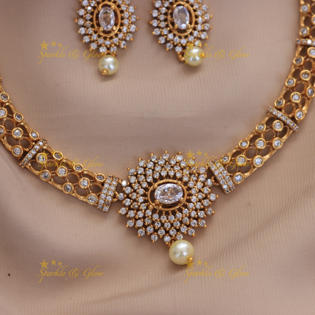 Exquisite Pearl Stone Necklace Set for Weddings