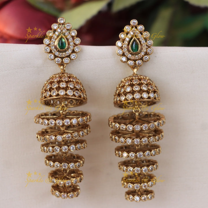 Exquisite Gold Plated Jhumka Earrings - Sparkle & Glow