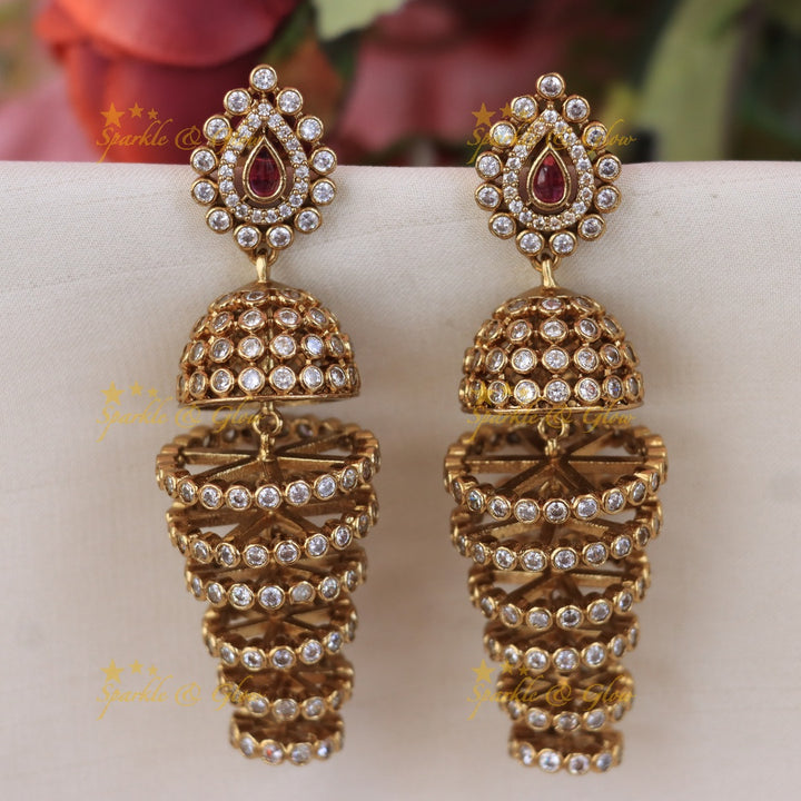 Exquisite Gold Plated Jhumka Earrings - Sparkle & Glow