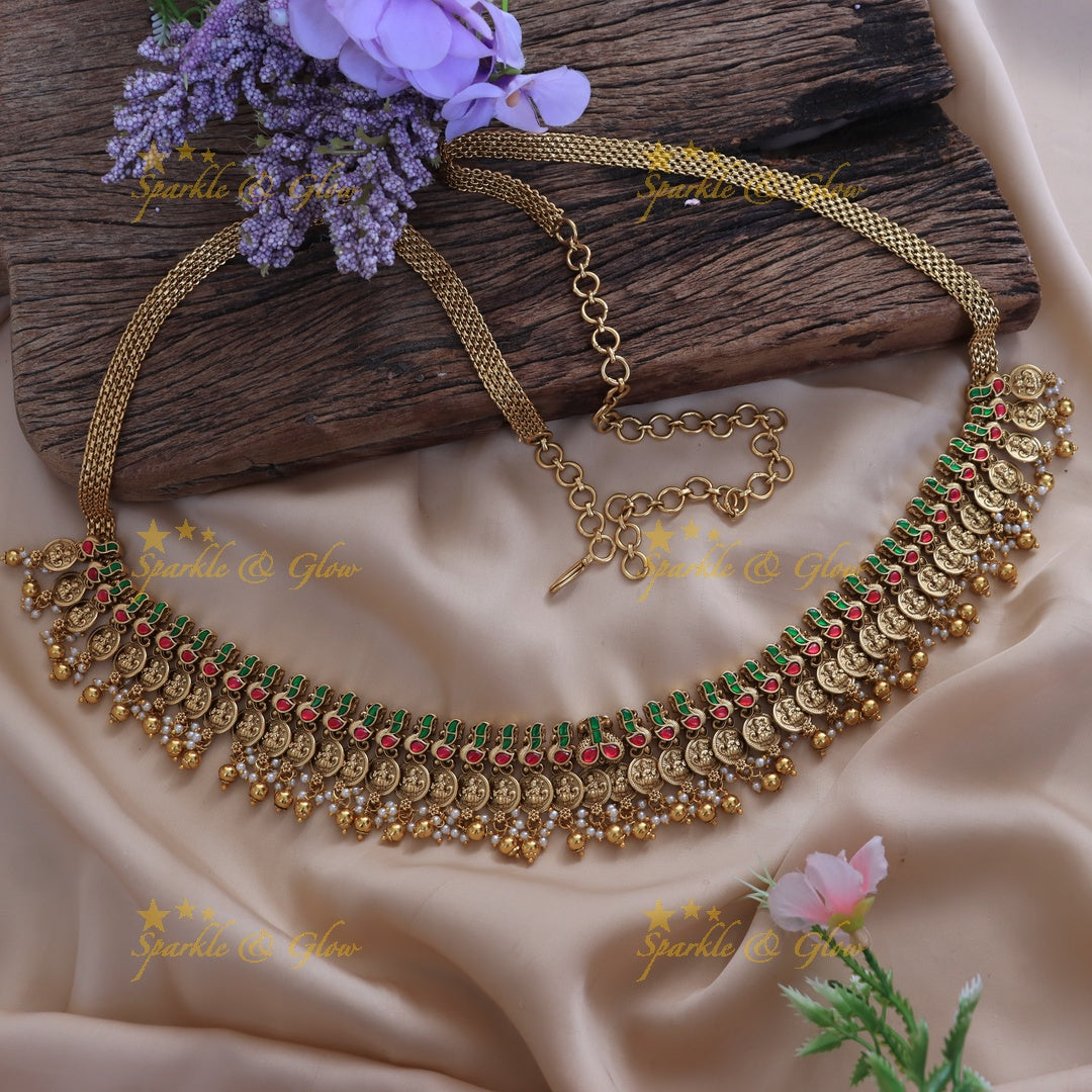Exquisite Mango Lakshmi Coin Hip Chain for Events