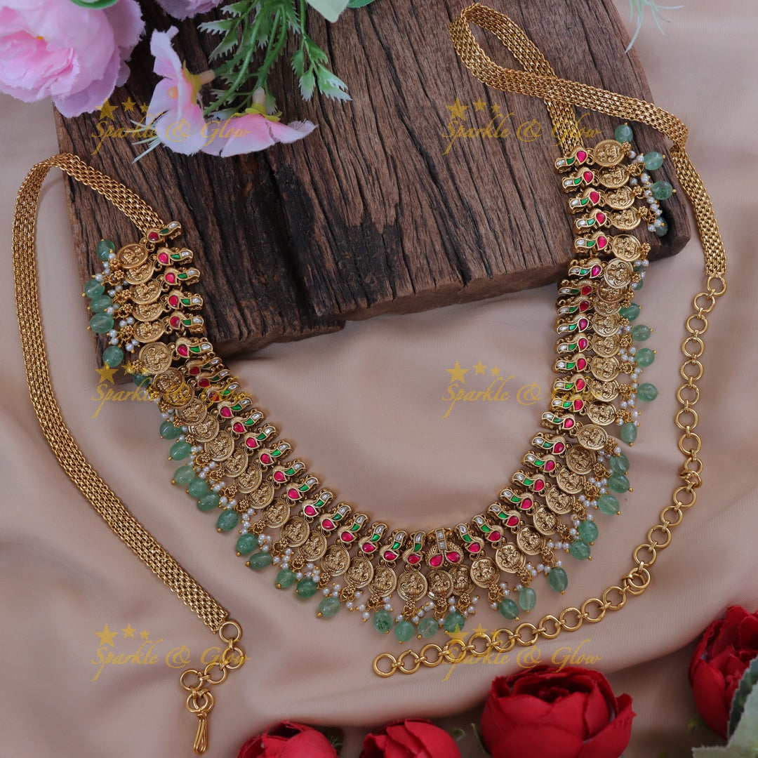 Exquisite Mango Lakshmi Coin Hip Chain for Events