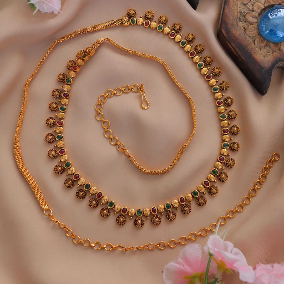 Exquisite Floral Coin Gold Hipchain for Celebrations