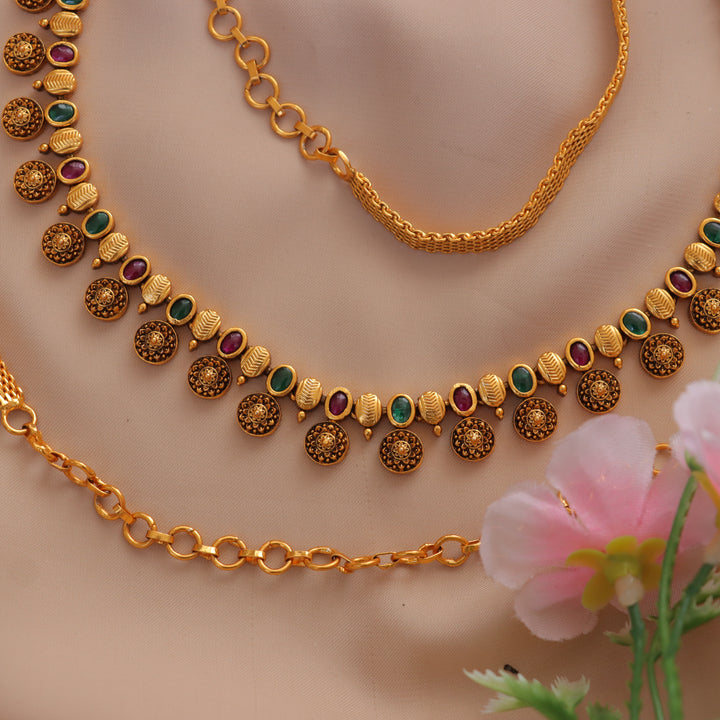 Exquisite Floral Coin Gold Hipchain for Celebrations