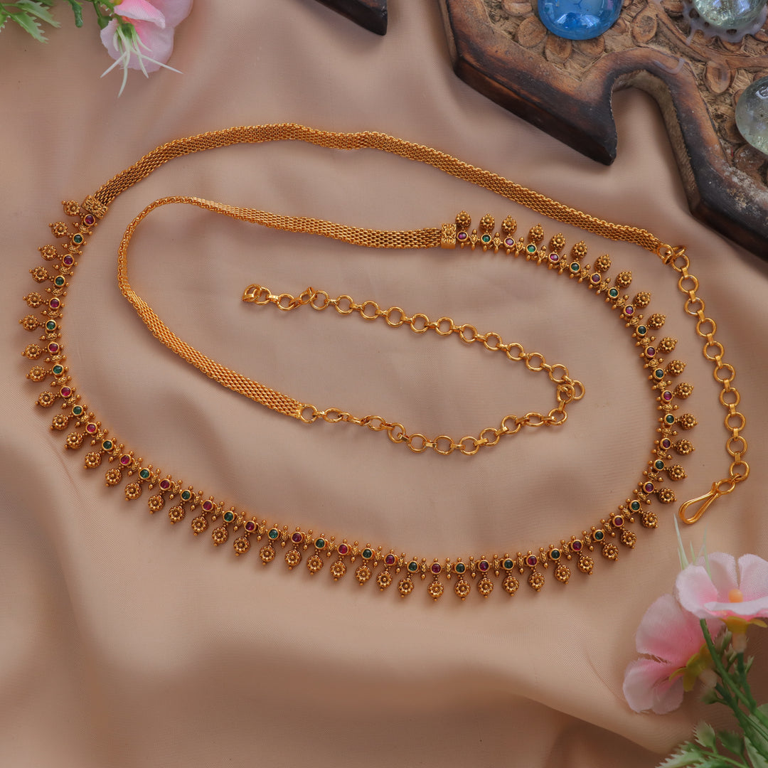 Exclusive Floral Stone Hip Chain - Elegance Redefined