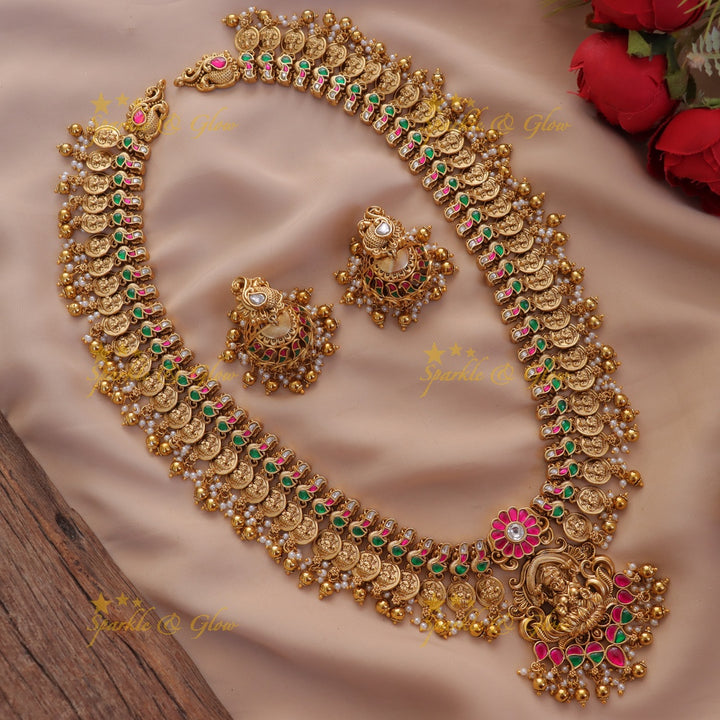 Exquisite Lakshmi Coin Necklace with Pearls | Wedding Jewellery