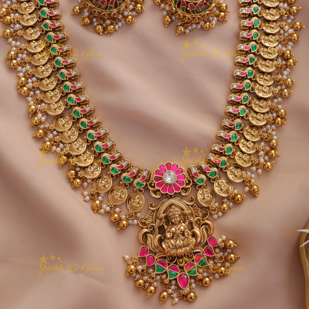 Exquisite Lakshmi Coin Necklace with Pearls | Wedding Jewellery
