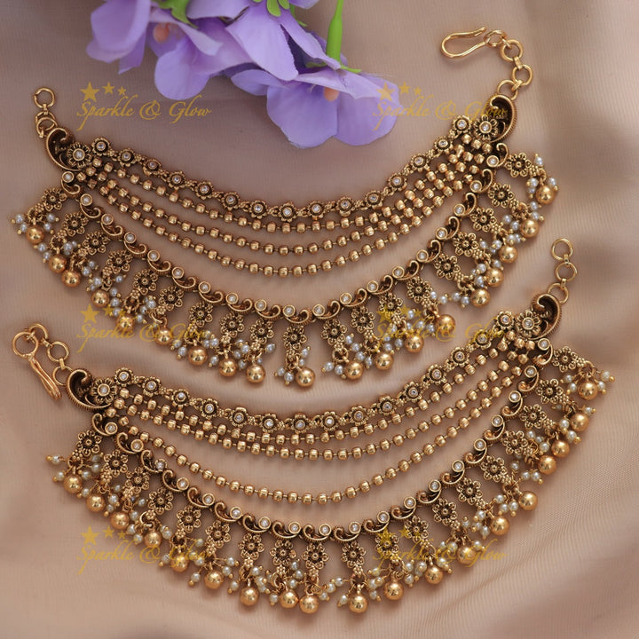 Enchanting Gold Floral Ear Chains for Festive Elegance
