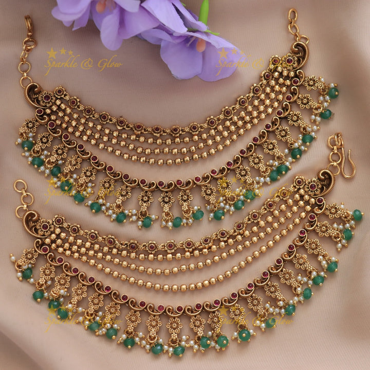 Enchanting Gold Floral Ear Chains for Festive Elegance