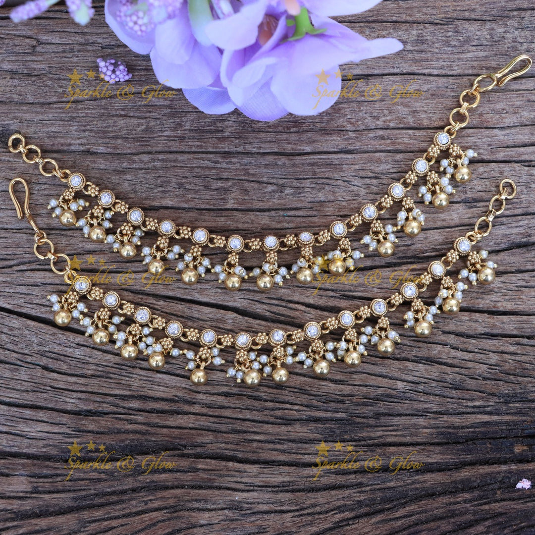 Graceful Floral Pearl Ear Chains - Elegance Redefined