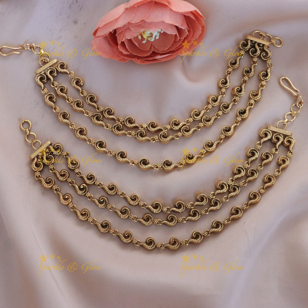 Exquisite Gold Ear Chain for Festive Elegance